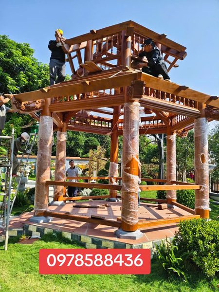 Nhà chòi lục giác - Nhà Gỗ Truyền Thống Trường Thu